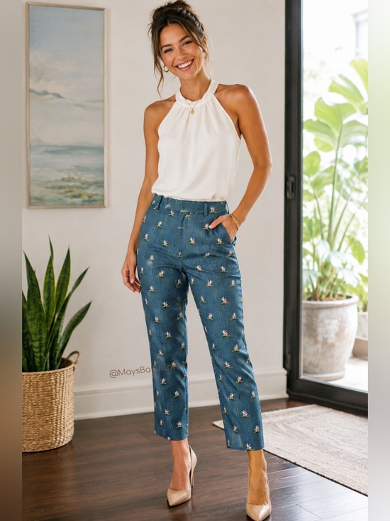 Ann Taylor Pants - Ann Taylor Birds of Paradise Floral Print Devin Fit Cropped Pants